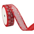 thumbnail image 1 of HCTSHG 1 Inch Wide Christmas Wired Ribbon, Snowflake Organza Sheer Glitter Ribbon for Xmas Tree, Wreath, Party Decoration, Gift Wrapping, 2 Lengths Options Available, 1 of 4