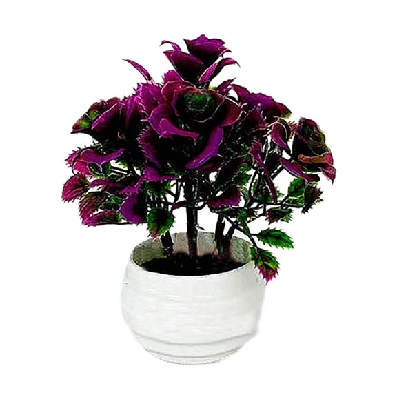 HCTSHG 1 Set Plant Bonsai Tree Artificial Plants Ceramic Potted Tree Chinese Rose Plants for Home Table Office Desk Bathroom Shelf Bedroom Living Room Farmhouse Decorations