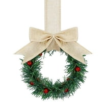 HCTSHG 10 PCS Christmas Wreath for Cabinets, Small Hanging Wreaths with Bows, Cedar Branches and Red Berry Clusters for Kitchen, Fireplace, Window, Door