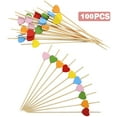thumbnail image 1 of HCTSHG 100pcs Heart 4.7" Long Fruit Sticks Food Toothpicks Sandwich Appetizer Charcuterie Skewers, Handmade of Bamboo Wood, for Birthday, Wedding, Valentines Day Decoration Party Supplies, 1 of 9