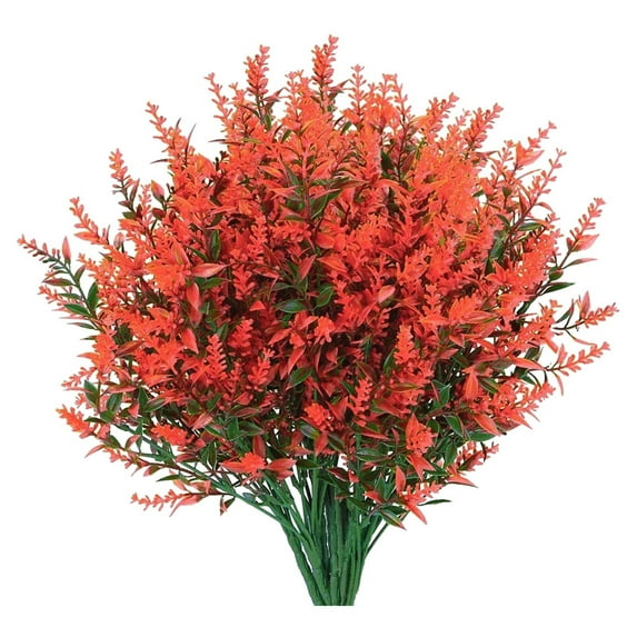 HCTSHG 12pc Artificial Lavender Flowers, Fake Purple Flocked Plastic Plants for Home, Wedding, Kitchen, Garden, Patio, Window Box, Office Table, and Centerpieces, Indoor and Outdoor Décor