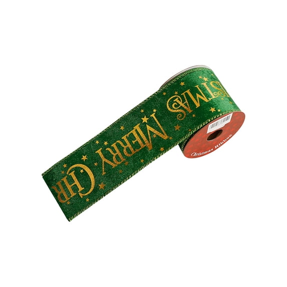 HCTSHG 2.5" × 3 Yd Merry Christmas Ribbon Snowflake Wired Ribbons Glitter Gold Red White Ribbon for Christmas Wreath DIY Crafting Gifts Wrapping Xmas Party Decoration