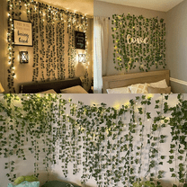 HCTSHG 2 Pack 16.4 Ft Vine Lights, Green Ivy Battery Operated String Lights, 40 LEDs Artificial Garland with Leaves for Bedroom, Holiday, Patio, Indoor Outdoor Decor