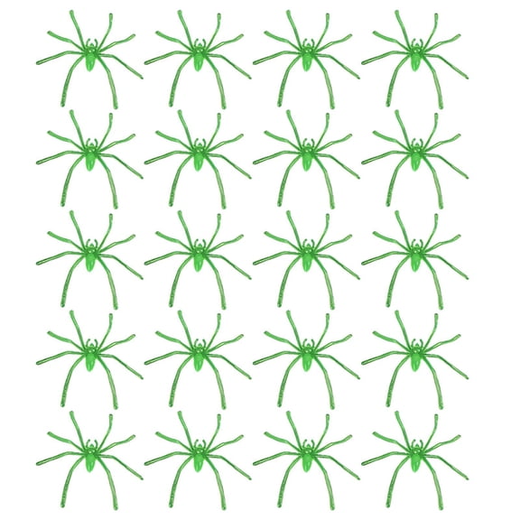 HCTSHG 20 pcs Green Fake Spiders Halloween Decor, Plastic Spider Prank Ornament, Glow In The Dark Spider Toy Props, Spooky Halloween Party Decor For Indoor Outdoor Home Decoration