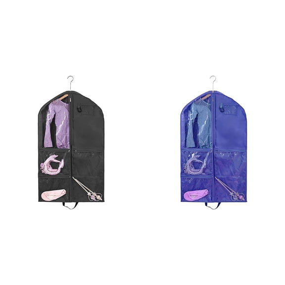 HCTSHG 2PCS Garment Bags for Hanging Clothes Clear Dance Garment Bags for Dancers Dance Bag Dance Competition Bag for Garment Bags for Dance Competition, Travel, Closet Storage