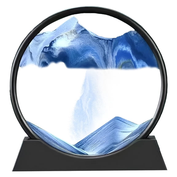 HCTSHG 3D Dynamic Sand Art Liquid Motion,Moving Sand Art Picture in Round Glass Frame,Deep Sea Sandscape in Motion Display,Flowing Sand Painting for Relaxing Desk,Decor,MeditationStress Relief