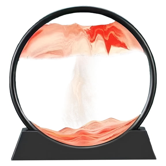 HCTSHG 3D Dynamic Sand Art Liquid Motion,Moving Sand Art Picture in Round Glass Frame,Deep Sea Sandscape in Motion Display,Flowing Sand Painting for Relaxing Desk,Decor,MeditationStress Relief