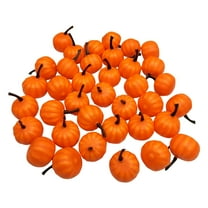 HCTSHG 48 Pcs Mini Fall Artificial Harvest Pumpkins Orange Faux Foam Pumpkins 1.4" Wide for Farmhouse Home Thanksgiving Halloween Fall Autumn Wedding Wreath Table Décor