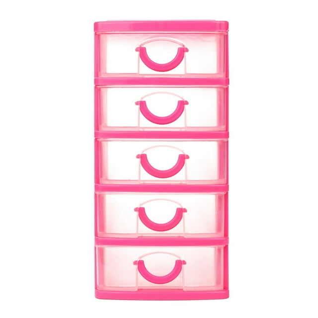 HCTSHG 5 Drawer Desktop Storage Bin Unit, Small Plastic Organizer with Clear Drawer, Mini Container Case for Desk, Storing Craft, Accessory, Stationery