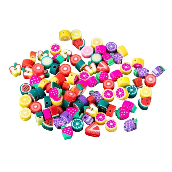 HCTSHG 50 Pieces Colorful Soft Pottery Spacer Beads Mixed Charms Beads,Polymer Clay Beads, Mixed Flowers Charm Spacer Beads for DIY Bracelet Necklace Jewelry Making