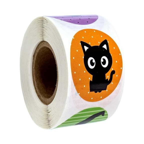 HCTSHG 500 PCS Cute Halloween Stickers for Kids, Self Adhesive Halloween Sticker Roll Labels with Pumpkin, Halloween Birthday Party Decorations Accessories