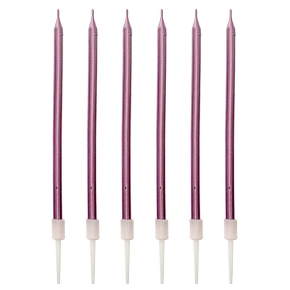 HCTSHG 6-Count Long Thin Metallic Birthday Candles, Cake Candles, Birthday Parties, Wedding Decorations, Party Candles, Cake Decorations