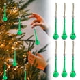 thumbnail image 1 of HCTSHG 6 PCS Glass Christmas Ornaments, Clear Chandelier Crystal Drop Teardrop Ornaments for Hanging on Centerpieces and Xmas Tree Decor, 1 of 3