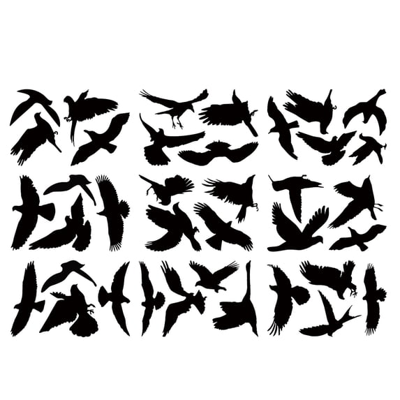 HCTSHG Anti-collision Black Bird Glass Windows Sticker Static Electricity Removable Windows Grille Warnings Wall Sticker, Stop Birds from Hitting Windows, Window Bird Stickers Decals