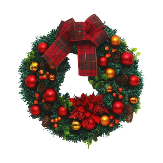 HCTSHG Artificial Christmas Teardrop Swag, Features Pine Cones, Ribbon Bow, and Pine Needles, Hanging Teardrop Swag for Indoor Outdoor Home Wall and Door Decor