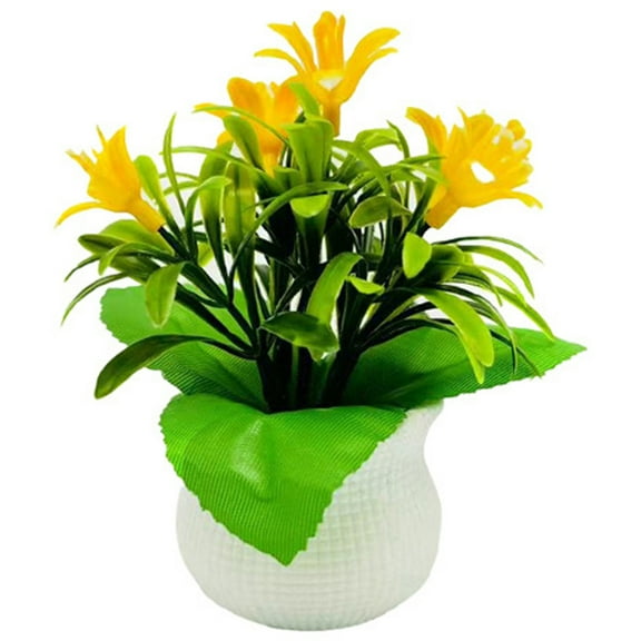 HCTSHG Artificial Flowers, Fake Flowers,Artificial Plants Indoor, Artificial Potted Plants 5 Rose Flower Head Wedding Faux Floral Bonsai Indoor Outdoor Desktop Decoration Yellow