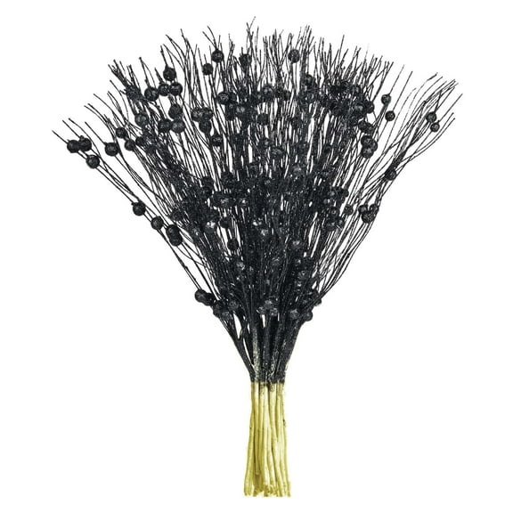 HCTSHG Artificial Glitter Berry Stems, 12 PCS 17 Inch Fake Berry Picks for Halloween Christmas Ornaments, DIY Wreath Craft Gift Fireplace Holiday Home Decor