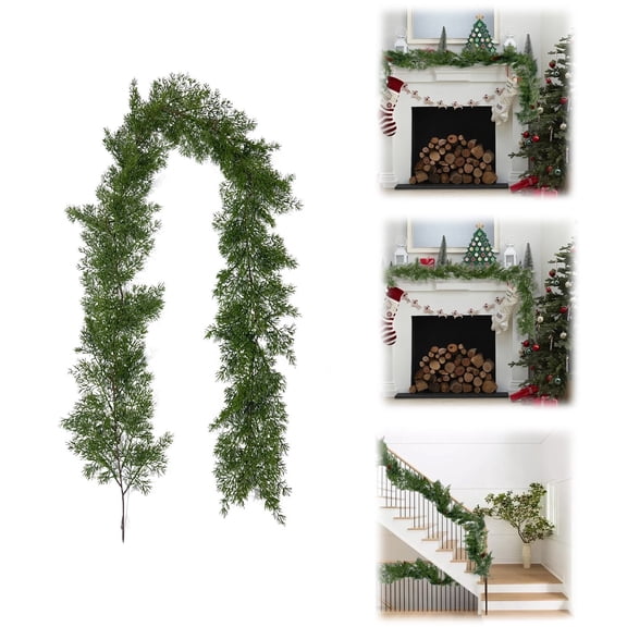 HCTSHG Artificial Pine Vine Strips, 47.24 Inch Realistic Greenery Garland for Holiday, Christmas, and Winter Season Decor with Full Lush Pine Branches