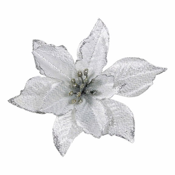 HCTSHG Artificial Plants Outdoor Decorative Flowers 12pcs 15cm Glitter Artificial Flowers Christmas Tree Ornaments Artificial Flowers for Christmas Home Wedding Party Decorations