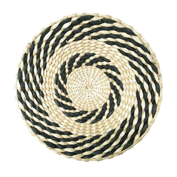 HCTSHG Boho Wall Hanging Basket, Handmade Round Rattan Wall Decor with Woven Tapestry and Tassels, Flat Wicker Serving Tray Art for Bedroom, Living Room Wall Decor