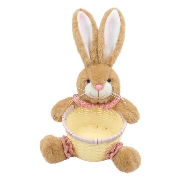 HCTSHG Bunny Easter Woven Basket from Wicker Rattan, Cute Rabbit Candy and Eggs Basket for Easter Egg Hunts, Party Favors, Gift Baskets, Toy Storage, Charming Holiday Decor and Picnic Hamper