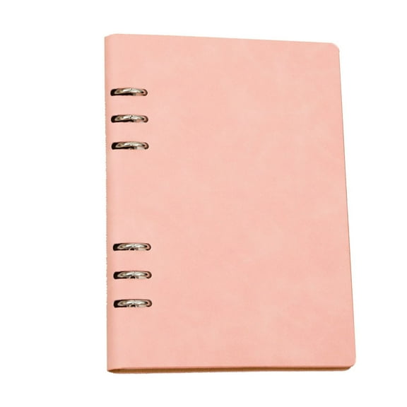 HCTSHG Business Hollow Leather Metal Hardcover Refillable 6 Ring Diary Personal Planner Leather Business Writing Notebook, Ruled Hardcover Diary Notebook