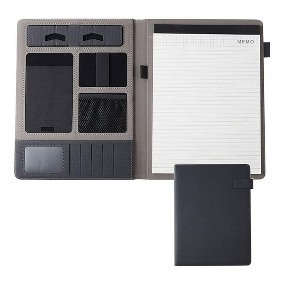 HCTSHG Business Portfolio A4 Padfolio Document Folder,Briefcase Notebook Planner Personal Organizer with Writing Pad Removable Clipboard Card Stationary Case Phone Tablet Stand for Office Travel
