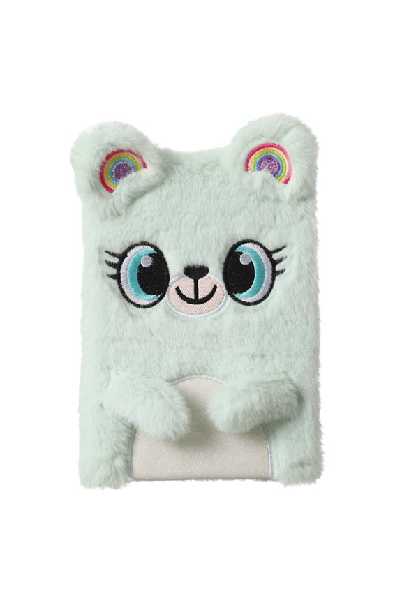 Cartoon Plush Notebook Cute Panda Girl Heart Hand Ledger Little Girl Pink NotepadNote Pad Stationery 1PC with Keychain Mini Thicken Blank Inner Paper Cartoon Cat Travel Diary Plan Notebook ﻿
