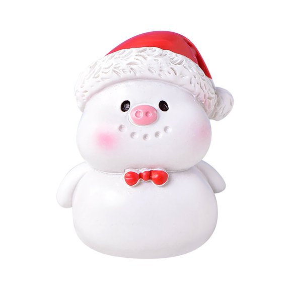HCTSHG Christmas Animal Decor, Pig Snowman and Micro Landscape Snow Scene, Cute Christmas Tree Decoration for Party Supplies and Holiday Gifts