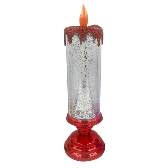 HCTSHG Christmas Candles with Pedestal, USB Rechargeable or Battery Color Changing Waterproof Rotating Glitter Flameless Candles for Christmas Party Home Decor
