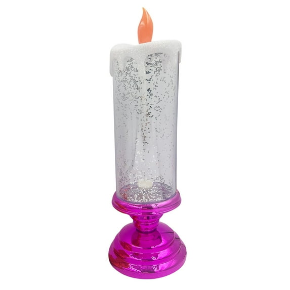 HCTSHG Christmas Candles with Pedestal, USB Rechargeable or Battery Color Changing Waterproof Rotating Glitter Flameless Candles for Christmas Party Home Decor