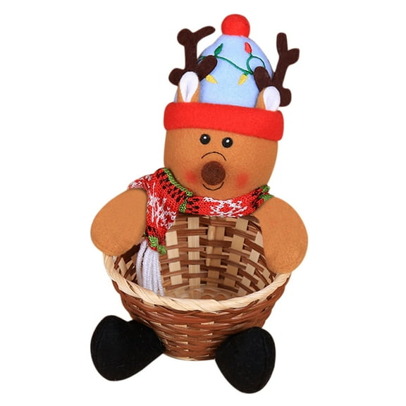 HCTSHG Christmas Candy Storage Basket Santa Snowman Candy Woven Holder Basket Christmas Candy Bowl Candy Dish Sugar Snack Container for Table Desk Decoration Christmas Gift