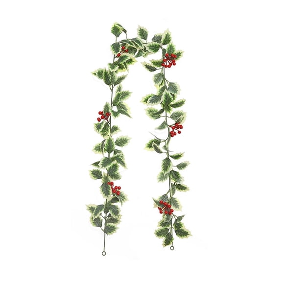 HCTSHG Christmas Holly Berry Vine for Winter Decor, Winter Bendable Berry Garland for Mantle Xmas Tree Window Door Hanging Indoor Outdoor Holiday Decoration