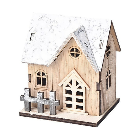 HCTSHG Christmas Led Light Wooden House, Wooden Christmas Village Mini Houses House Landscape Decors for Christmas Table Centerpieces Holiday Home Decor