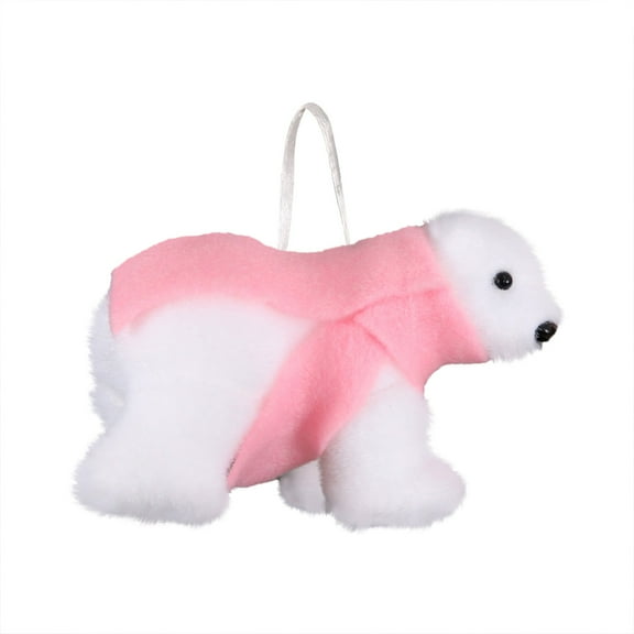 HCTSHG Christmas Ornament White Plush Christmas Ornaments Cute Rustic Decor with Scarf for Xmas Tree Furry Polar Animals Figurines Rustic Home Decor (Polar Bear)