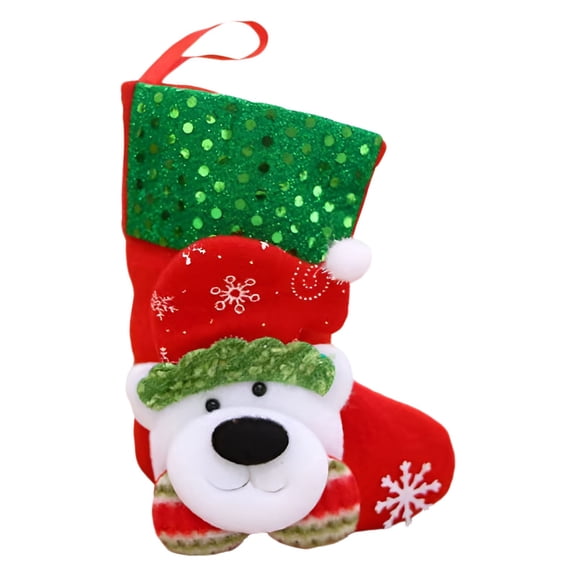 HCTSHG Christmas Stockings, Christmas Stocking Deer Santa Snowman Burlap Plaid Xmas Stocking Holiday Christmas Decoration for Family Kids