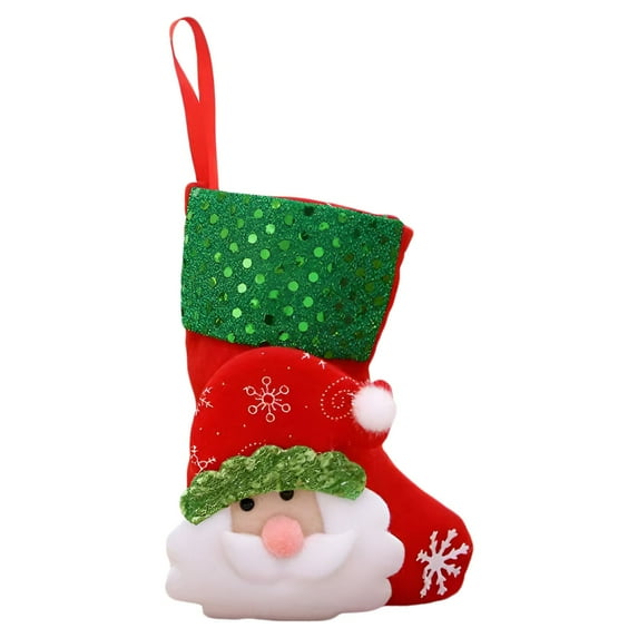 HCTSHG Christmas Stockings, Christmas Stocking Deer Santa Snowman Burlap Plaid Xmas Stocking Holiday Christmas Decoration for Family Kids