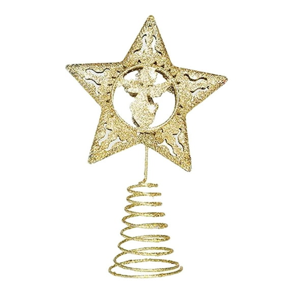 HCTSHG Christmas Tree Star Mini Silver Star Christmas Tree Topper Small Star for Christmas Tree Metal Glitter Xmas Tree Topper for Tree Pencil Christmas Trees Decorations