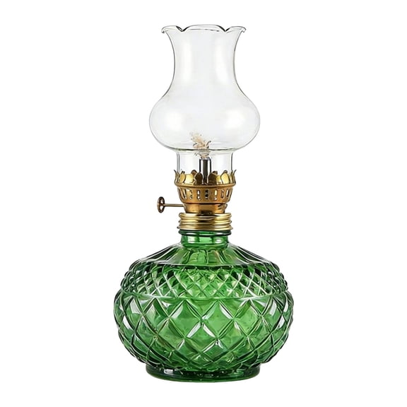 HCTSHG Circular Ribbed Butter Lamp Liquid Oil Lamp for Indoor Use Decorative Hurricane Lamp Oil Lantern for Tabletop Decor Emergency Lighting,Oil Lamps for Indoor Use Adjustable Switch Kerosene