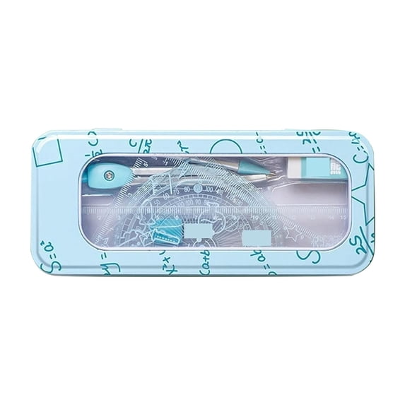 HCTSHG Compasses Set Geometry Tool,Ruler Pencil Set Geometry Protractor Math Drawing Tools School Math Stationery for Includes Ruler,Protractor,Compass,Pencil,Pencil Sharpener and Eraser,etc