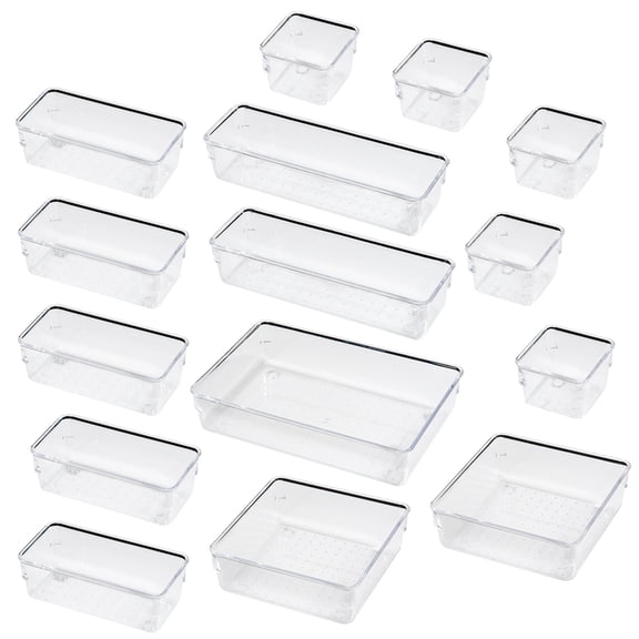 HCTSHG Cosmetics Large-capacity Multilayer Drawer Desktop Jewelry Storage Box 16PCS for Makeup, Office, Countertop, Jewelry, Pen, Desktop, Bathroom, Bedroom 