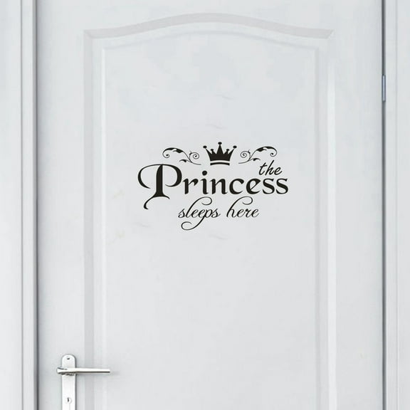 HCTSHG Crown Diamond Wall Decals Princess Sleep Here Wall Stickers Removable DIY Mural Art Words with Flower Quotes Vinyl Stickers for Bedroom Living Room Home Background Decoration,Art Mural