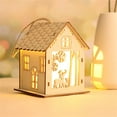 thumbnail image 1 of HCTSHG DIY Christmas Village Sets, Wooden LED Light Up Houses for Kids and Adults, Mini House Crafts for Winter Xmas Party Decorations, 1 of 3