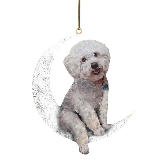 HCTSHG Dog Sit on the Moon Memorial Keepsake Ornament, a Touching Christmas Remembrance to Honor the Loss of a Beloved Pet, Serves as a Meaningful Gift Idea and Solemn Home Decoration