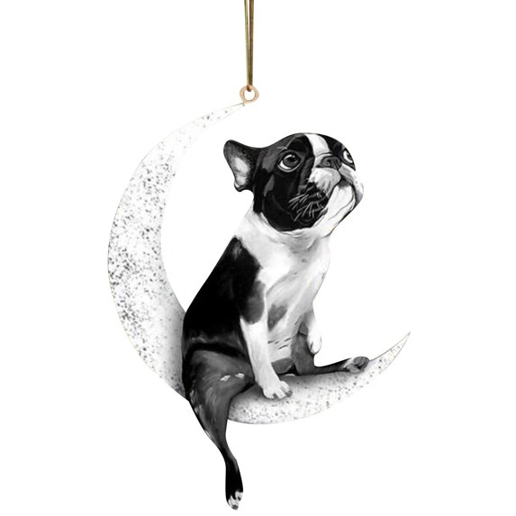 HCTSHG Dog Sit on the Moon Memorial Keepsake Ornament, a Touching Christmas Remembrance to Honor the Loss of a Beloved Pet, Serves as a Meaningful Gift Idea and Solemn Home Decoration