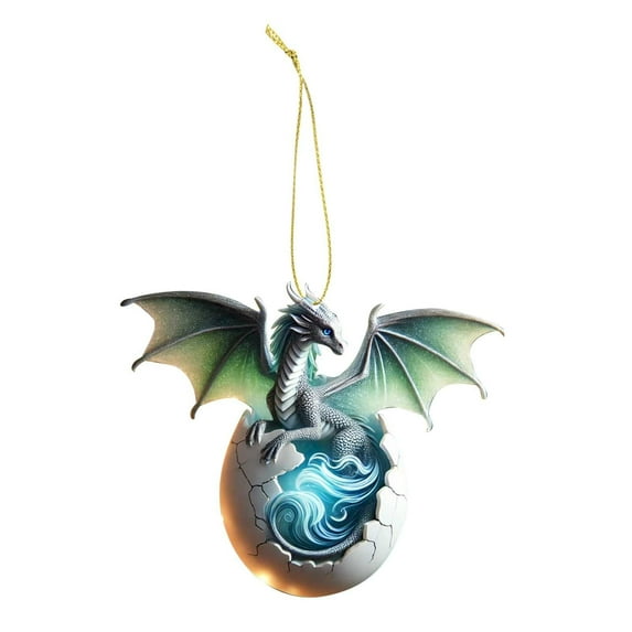 HCTSHG Dragon Christmas Ornaments, Dragon Christmas Tree Hanging Ornament Gothic Holiday Acrylic Festive Decoration with Ropes for Xmas Decor Gift Souvenir