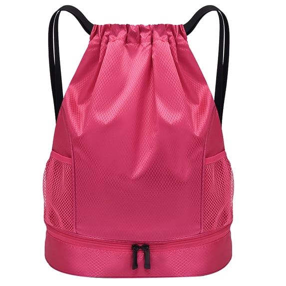 HCTSHG Drawstring Bag Lightweight String Backpack with Water Bottle Holder and Pockets Gym Sports Sackpack, Drawstring Backpack for Sports, Small Gym Bag,Unisex Sackpack