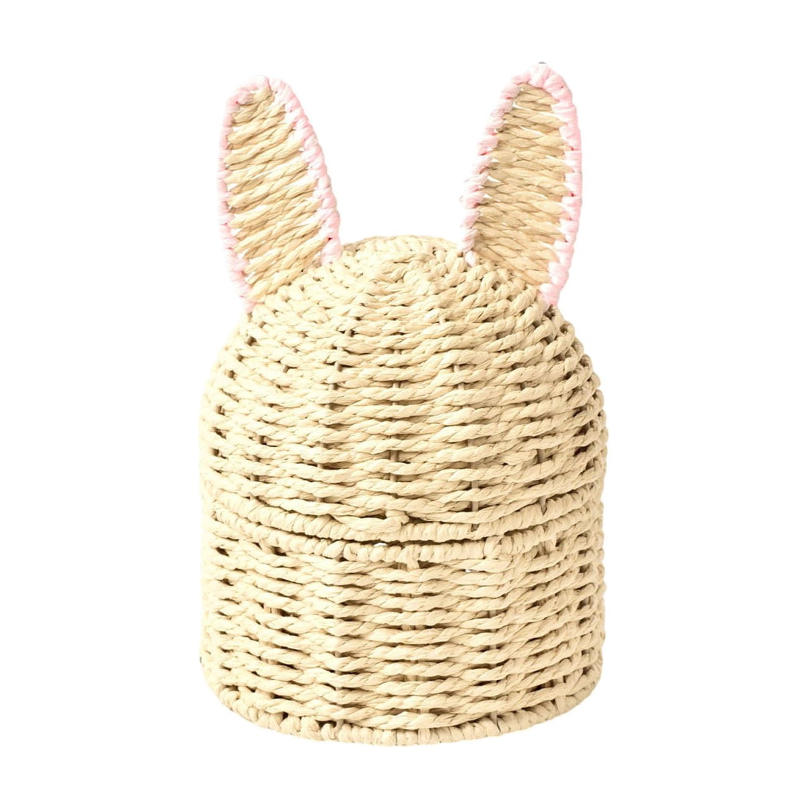HCTSHG Easter Bunny Woven Basket Cute Rabbit Basket Multi-Purpose Storage Organizer for Home Nursery Picnic and Sundries, Woven Storage Basket Holiday Egg Decor Basket Home Desktop