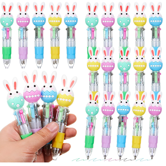 HCTSHG Easter Colorful Multicolor Pen In One Cute Fun 4 In 1 Cute Pens Easter Eggs Chicken Rainbows Gnome Shape Cute Ballpoint Pens for Easter Basket Party Supplies Rewards Holiday Gifts 