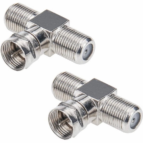 HCTSHG F-Type Female to 2 Female Coaxial Connector Adapter, Cable Connector Tee Head One Two Female Inch Cable Is Connected to the Connector for TV Video VCR Antenna TV Cable Satellite Tuner